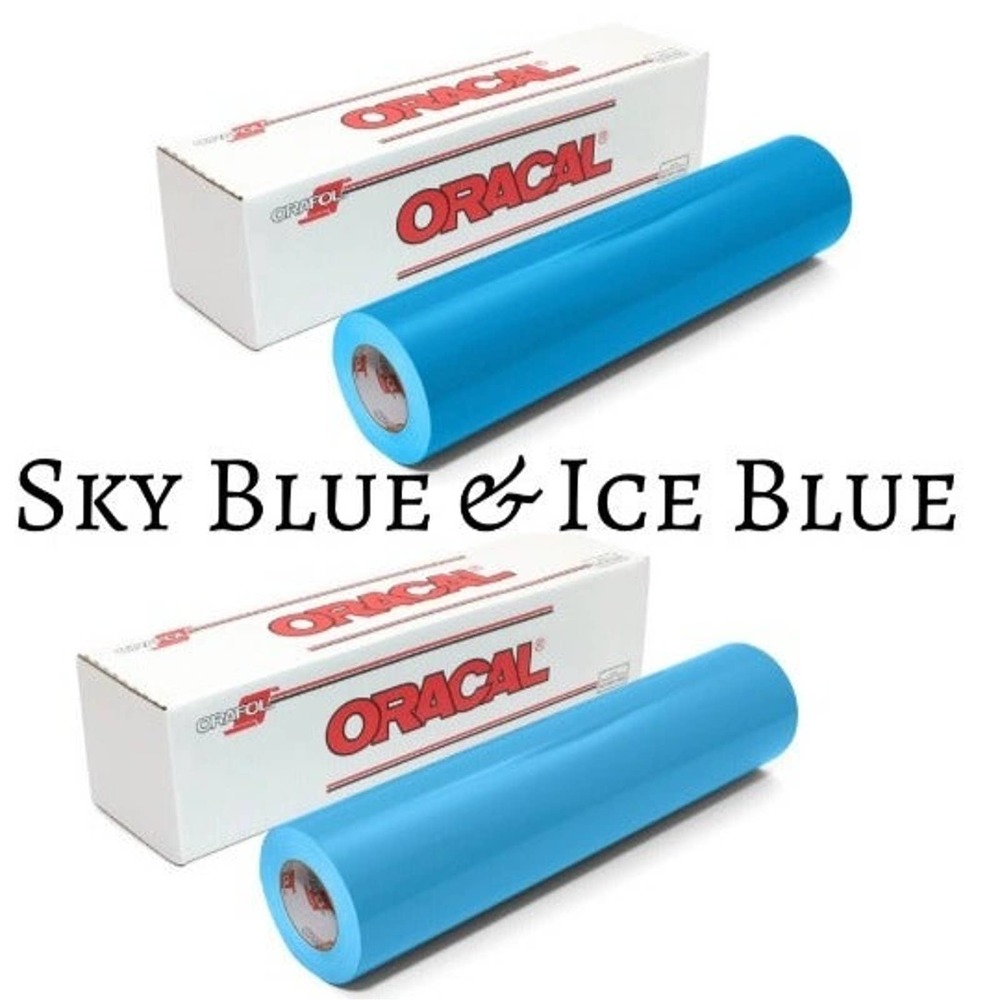2 Pack 12"x 1 Yard Oracal 651 SKY BLUE & ICE BLUE Cricut Craft Vinyl Sign Decals